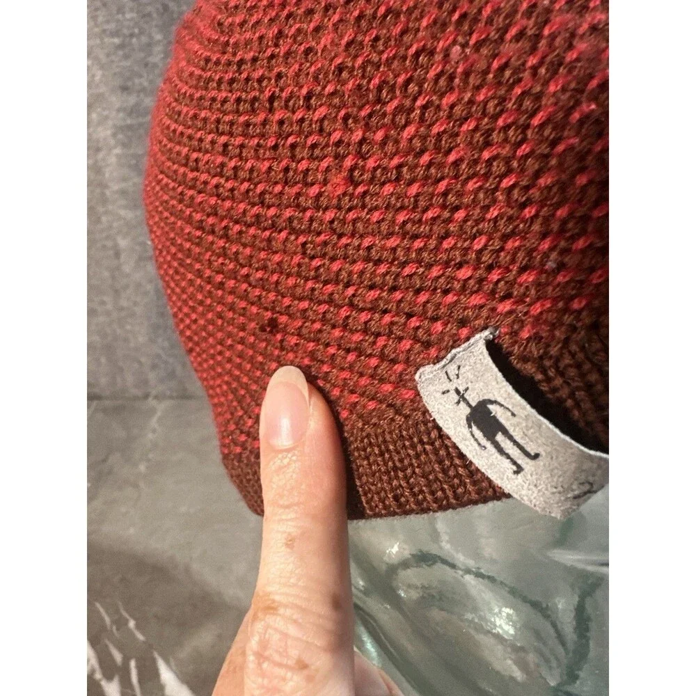 Smartwool Marino Wool Beanie Red Burgundy Burnt Orange Knit Hat One Size